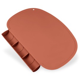 Silicone Placemat with Food Catching Pockets for Baby & Kid, Food Grade Silicone Non-Slip Toddler Food Place Mats with Raised Edges for Dining Table (Clay)