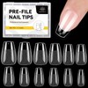 BORN PRETTY Nail Tips 288pcs Ultra Thin Clear Sanding Natural