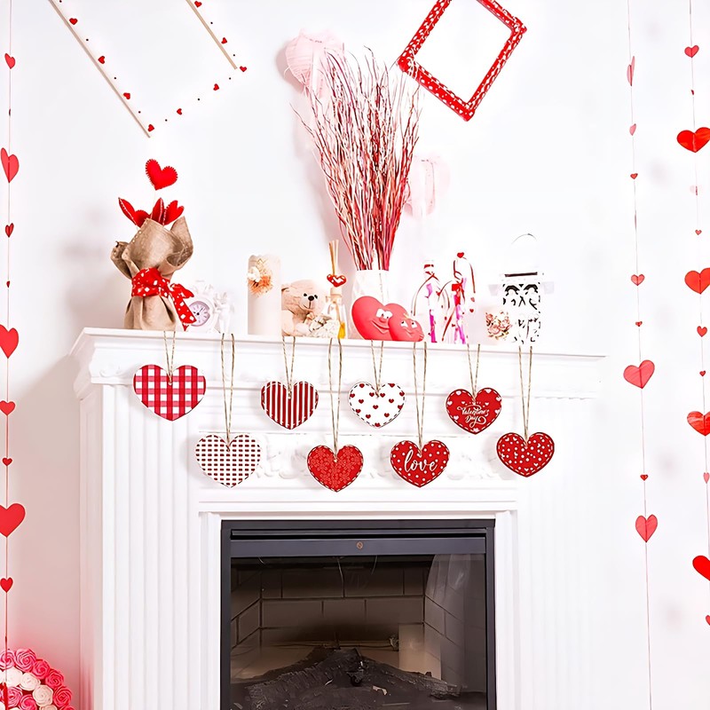 24 Pcs Wooden Love Heart Shape Craft