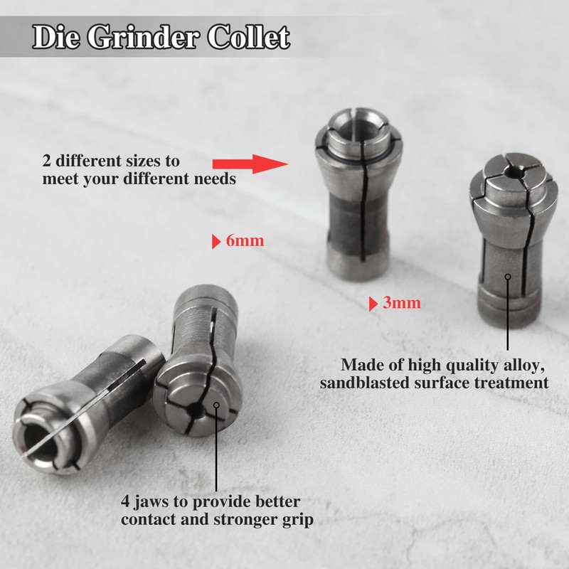 LEONTOOL 4 Pcs Die Grinder Collet Grinding Machine Clamping Collet