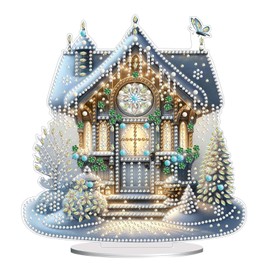 ARTopet DIY Diamond Desktop Ornaments Christmas Atmosphere Diamond Art Painting Single Sided Diamond Tabletop Ornaments Design Home Decor-House