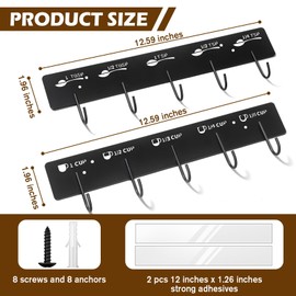 ProtectHobby 2 Pack Measuring Cups and Spoons Hanging Rack, Measuring Organizer Suitable for Kitchen, Black Cups and Spoons Rack, Including Screw and Adhesive Mounting