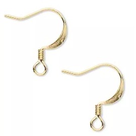 Platinum 10 Gold Plated Brass 22 Gauge 17mm Flattened Fishhook Earwires Earrings