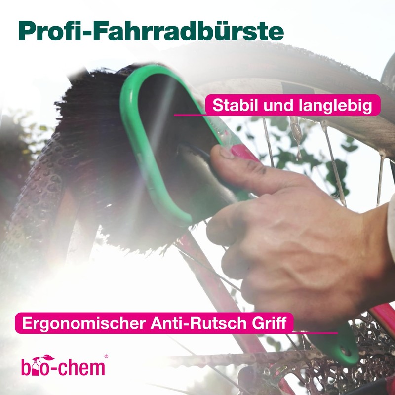 bio-chem Bicycle Brush - Soft Bristles & Rubber Protection -
