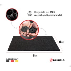 BAUHELD® Terrace Pads 90 x 60 x 6 mm [Pack of 20] High-Quality Building Protection Mat Made of Rubber Granules [Made in Germany] as Underlay Panels for Patio Tiles, WPC Patio Floorboards, Stilt