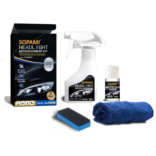 Automotive Headlight Restoration Kit Oxidized and Yellowed Automotive Headlamps Blurring