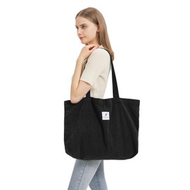 Corduroy Shoulder Bag Handbag Leisure Shopping Bag Women's Tote Bag BlackLNEW
