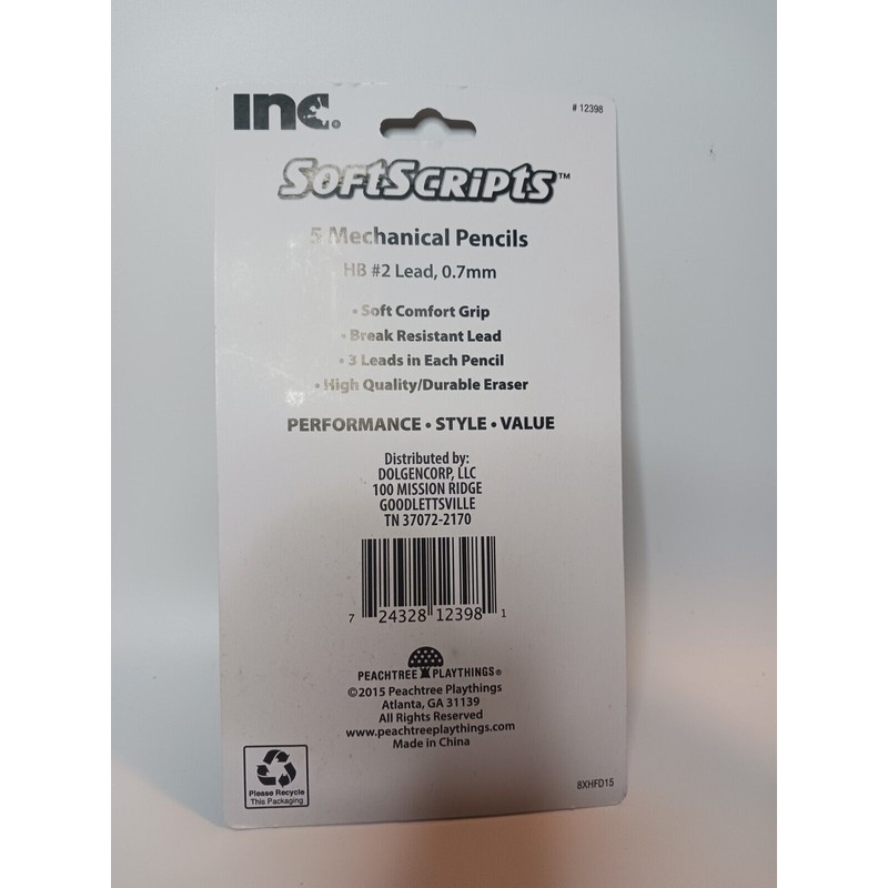 INC. ⭐️INC. Softscripts 5 Pack Mechanical Pencils 0.7 mm Lead