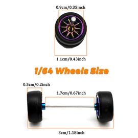 1/64 Wheels and Tires,Chameleon Color for Upgrade Mainline Diecast Model Cars，Rael Rider Series,One Pack has 6 sets,Three styles and 2 sets Each style.(Chameleon wheels)