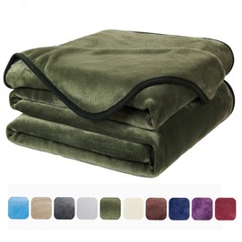 EASELAND Soft King Size Blanket All Season Warm Microplush Lightweight Thermal Fleece Blankets for Couch Bed Sofa,90x108 Inches,Olive Green