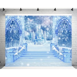 DHXXSC 10X8FT Winter Wonderland Castle Scene Backdrop Ice and Snow White World Photography Backdrops Christmas Party Decorations Supplies Banner Photoshoot Photo Studio Props DH-854
