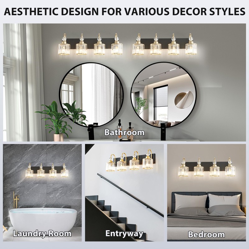Bathroom Vanity Light Fixtures Over Mirror - Makeup Lighting Black
