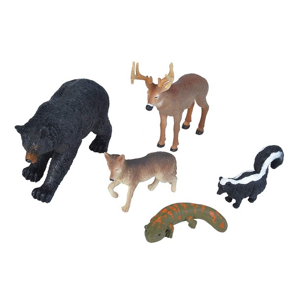 Wild Republic Skunk, Black Bear, Deer, Coyote, Salamander, Kids Gifts, Educational Toys, Wilderness Polybag, 5-Pieces , Wilderness Series 1