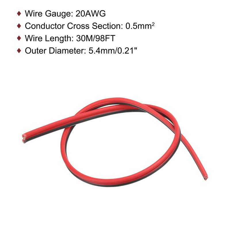 sourcing map 20AWG Copper Clad Aluminum Wire, 98FT Electrical Wire