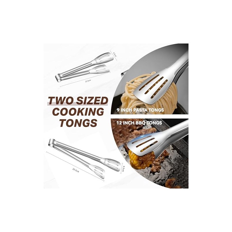 Kitchen Tongs for Cooking, Barbecue Cooking Tongs, 304 Stainless Steel