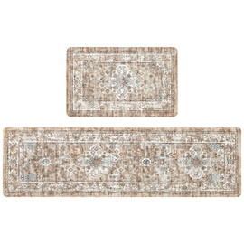 Pauwer Anti Fatigue Kitchen Mat Set of 2 Non Slip Kitchen Mats for Floor Cushioned Kitchen Rugs Comfort Standing Mat Farmhouse Waterproof PVC Foam Kitchen Floor Mat Runner