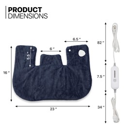 mollie Electric Heating Pad for Neck and Shoulders 16" x 23" Flannel Neck Heating Pad with 3 Heat Settings & 90 Min Auto-Off for Home Office Machine-Washable Heating Pad for Neck Shoulders, Dark Blue