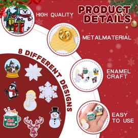 Knitgrip 24 Pcs Winter Enamel Lapel Pins Elf Nutcracker Lapel Santa Candy Cane Ball Gingerbread Man Snowflake Snowman Wreath Pin Winter Xmas Party Accessory Goodie Bag Stocking Stuffer
