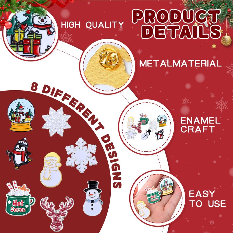 Knitgrip 24 Pcs Winter Enamel Lapel Pins Elf Nutcracker Lapel