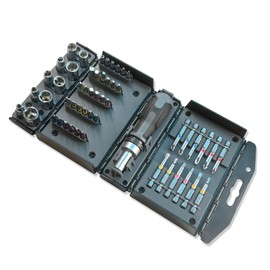 LUMBER JACK 53 Piece Magnetic Ratchet Screwdriver Socket Bit Set S2 Steel Soft Grip Handle, Impact Bits, Posi, Flat Head, Torx Includes Carry Case