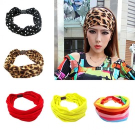 Cr1 Korean Style Solid Color Cotton Sports Headband with Exaggerated Wide Edge Free Size/Yellow 15ea