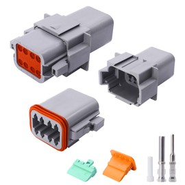 HISports DT Connector Kit 8 Pin Way Sealed Male and Female Auto Waterproof Electrical Wire Connector Plug DT Electrical Wire Connector Plug for Motorcycle, Truck, Car, Boats, Scooter (1 Set)