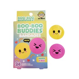 Boo Boo Buddies Kids Adhesive Bandages, Kids Self-Adhesive Sterile Bandages Pack for Toddler Girls & Boys, Adults First Aid, Protect Scrapes and Cuts | 24 Pcs (Happy Faces)