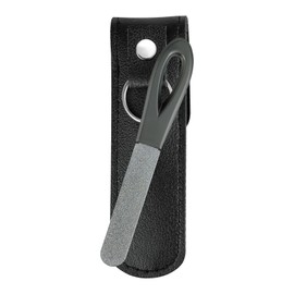 2 Pack Stainless Steel Metal Nail File with Double Sided Grit - Portable, Travel-Friendly with Leather Case (2 Pack Gunmetal/Black)