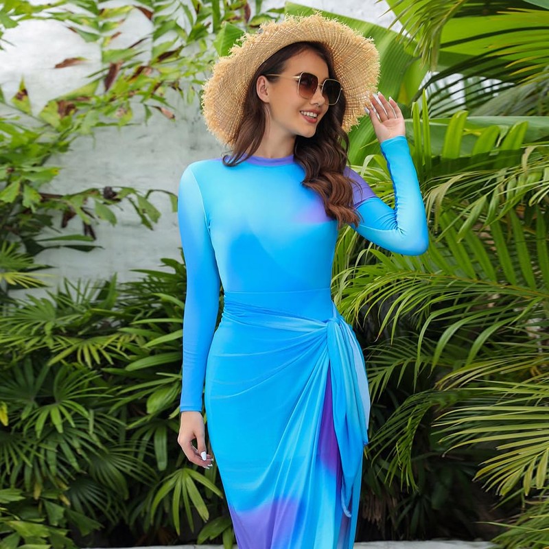 Modest Bathing Suit for Women Long Sleeve One Pieces Swimsuit