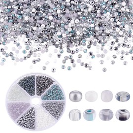 PH PandaHall 80g 3mm 8/0 Glass Seed Beads 8 Colors Grey Series Lined Pony Bead Waist Beads Small Craft Beads Tiny Spacer Czech Beads for Earring Bracelet Necklace Key Chain Jewelry Making