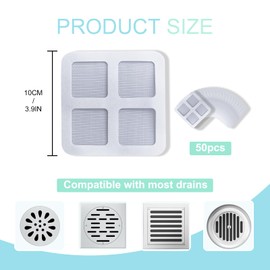 RYHHH 50PCS Disposable Shower Drain Hair Catcher, Drain Protector, Hair Catcher For Shower Drain, Easy To Install, Prevent Clogging, For Bathroom, Laundry, Bathtub