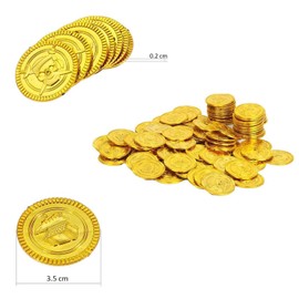 JOYUE 150 Pieces Gold Coins Children's Toy Pirate Party Decoration Gold Coins Pirate Treasure for Treasure Hunting