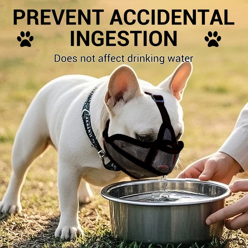 Bettinay French Bulldog Muzzle, Adjustable Breathable Mesh Bulldog Muzzle for