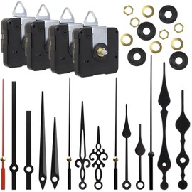 TOPBELIEF 4PCS Quartz Clock Movement Clock Hands Wall Clock Mechanism Long Axis and Short Axis Clock Inserts Replacement Silent Clock Mechanism Kit with 5 Sets of Clock Hands for Repair