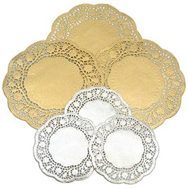 Craftplay AP124DGS Paper Gold & silver-40 doilies per Pack-Diameter: Silver 13.5 cm, Gold 24 cm
