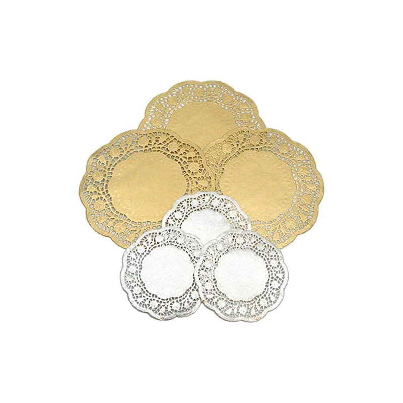 Craftplay AP124DGS Paper Gold & silver-40 doilies per Pack-Diameter: Silver