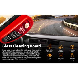 LDSK Car oil film removal brush Car glass oil film remover Premium oil film removal cleaner Glass oil film fast cleaner Car window cleaner Premium microfiber applicator (1, Red)