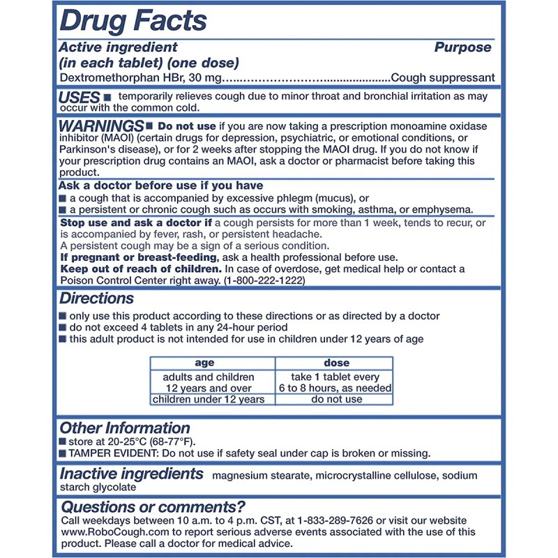 Robohbr Supresor De La Tos, Dextrometorfano Hbr 30 Mg, 100