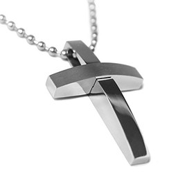 SoulCats Simple Cross Pendant with or without Chain Silver Gold Black Ball Chain Cross, Silver