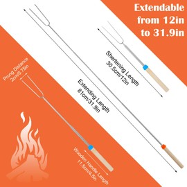 Galenecx 8 Pieces Telescopic Barbecue Skewers, Marshmallow Barbecue Sticks in Stainless Steel, Telescopic Skewers Fork for Camping, Fire Pit