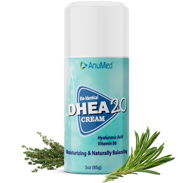 ANUMED - All Natural Bioidentical DHEA 20mg Cream (Dehydroepiandrosterone) + Hyaluronic Acid + Vitamin B6, Essential Oils and Herbs for Hormone Balance, Mood, Energy, Immune System, Overall Health.