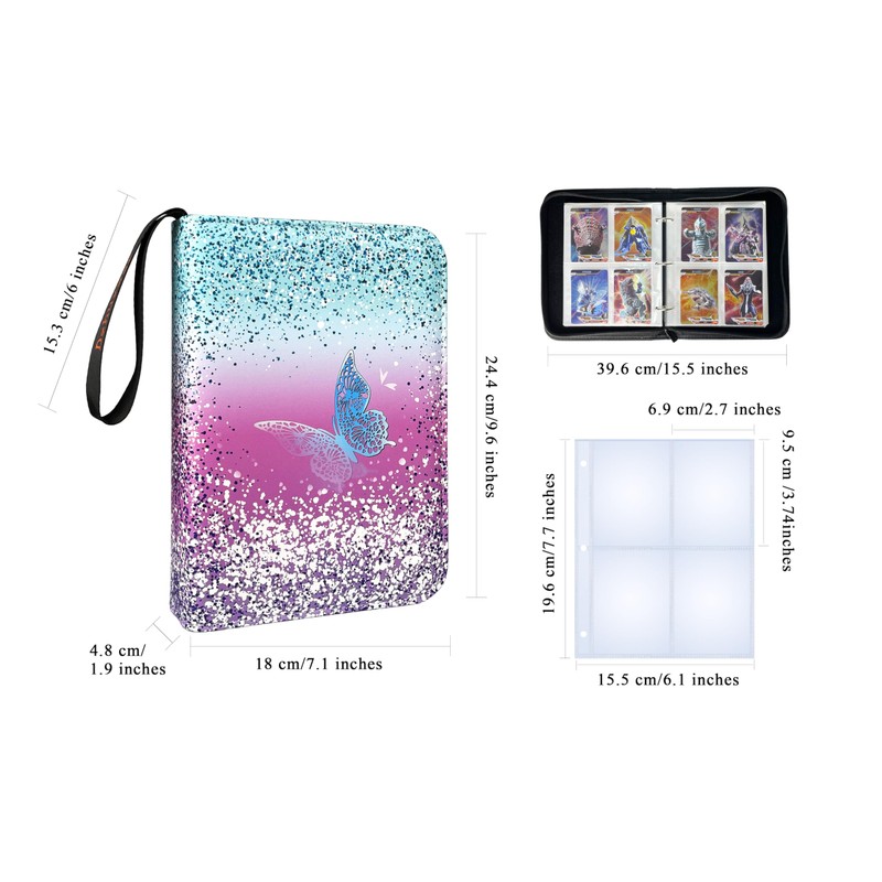 Dzhuywer Trading Card Binder for 4-Pocket 480 Cards with 60