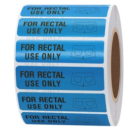 Hybsk for Rectal Use Only Stickers 1.5" x 0.5" Blue Stickers with Permanent Adhesive 500 Labels Per Roll (Blue)