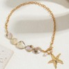 Mermaid Pearl Starfish Link Chain Choker Necklace for Women Gold