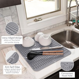 NESTLY Dish Drainer Mat for Kitchen Counter，Heat Resistant, Non-Slip Design, Quick Dry, Easy Clean,Hygienic Drying Pad