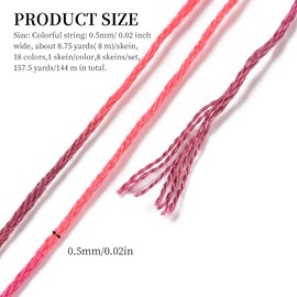 CABODYALS 18 Skeins 6 Strands 144M Variegated Embroidery Floss Polyester Gradient Crewel Cross Stitch Floss Rainbow Bracelet Floss Bulk for Hand Sewing Sachets Tassels Cushions Birthday Card