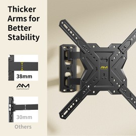 TV Wall Mount for Most 26-60 inch Flat/Curved TVs up to 77lbs, Full Motion Wall Mount TV Braket with Articulating arm Swivel Tilt Extension, Single Stud Corner TV Monitor Mount Max VESA 400x400mm