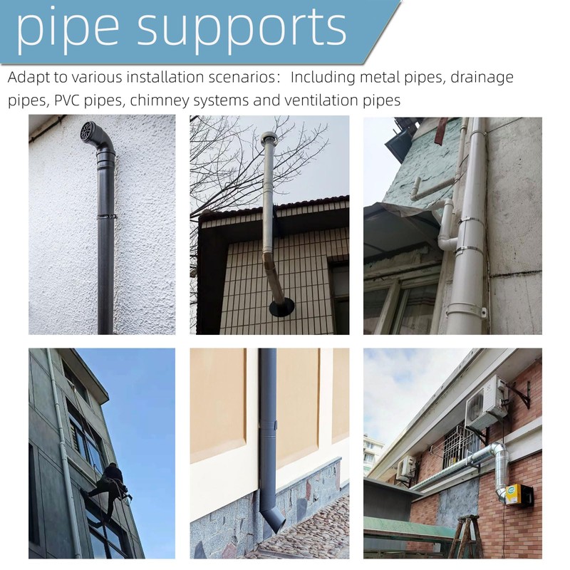 2 Sets Adjustable Pipe Bracket，Heavy Duty Galvanized Iron Stove Pipe