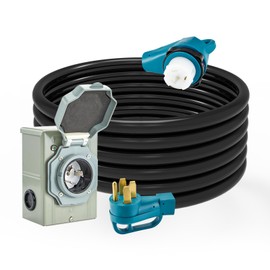 50 Amp Generator Power Cord and Power Inlet Box Waterproof Combo Kit, 125V/250V 50A NEMA 14-50P to SS2-50R Generator Extension Cord with NEMA SS2-50P Generator Inlet, ETL Listed (15FT)