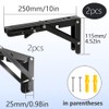 Hocansen 2Pcs Metal Foldable Brackets L Shelf Collapsible Brackets Black